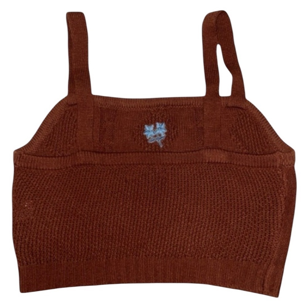 EUC Women’s Crop top/Cardigan Almost Famous Brown Embroidered Knit - Picture 5 of 6